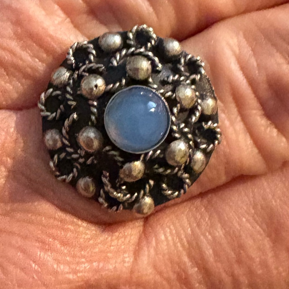 Earrings sterling silver and a blue moonstone center stone